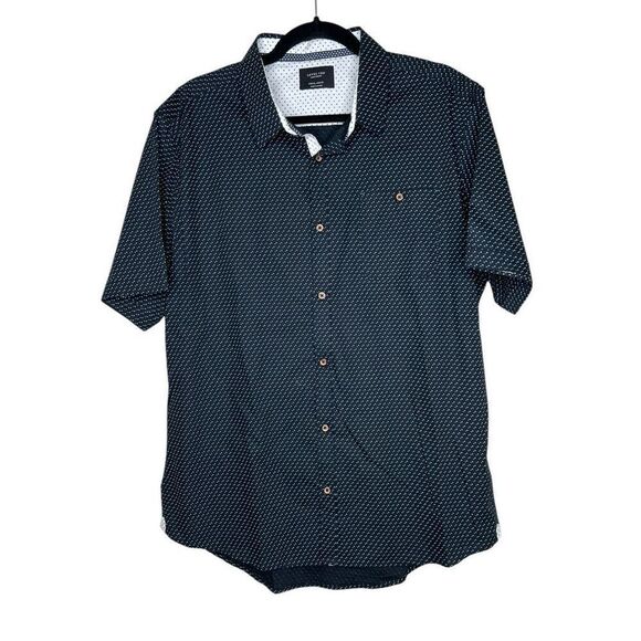 Level Ten Men’s Short Sleeve Button-Up Shirt Black with Dot Print Size XL - Picture 1 of 14